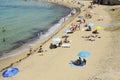 Beautiful view of Beach of Purity puritÃÂ  with tourists. Gallipoli, Italy